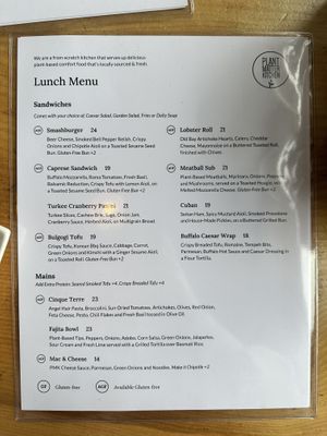Lunch menu  at Plant Matter Kitchen in London