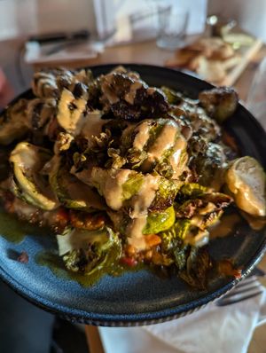 Charred Brussel Sprouts at Plant Matter Kitchen in London