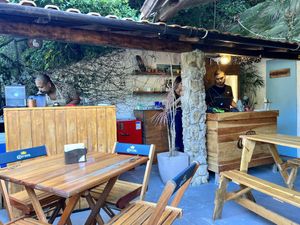 The ‘bar’ to the left and cashier to the right  at Pura Rio in Rio De Janeiro