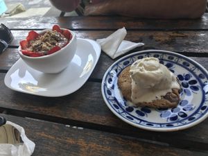 Chocolate mousse and cookie biscuit with icecream. Both excellent. at Pura Rio in Rio De Janeiro