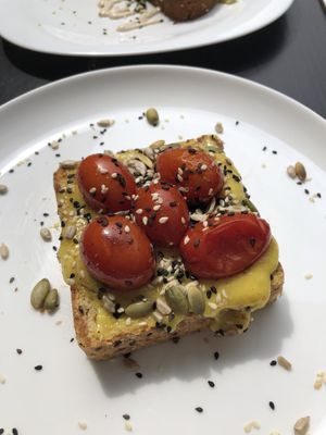 Vegarella and tomato toast at Pura Rio in Rio De Janeiro