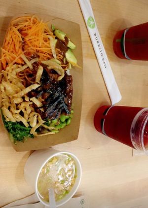 saucy tofu bowl at Yugo in Miami