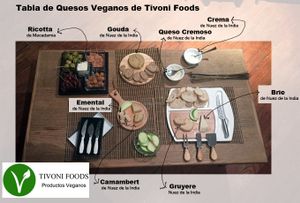 Tivoni Foods cheese platter including cashew Brie, Gruyere, Emmentaler, Camembert, Gouda, soft spreadable cheese, macadamia ricotta, fruit, olives and much more... at Tivoni Foods in Mexico City