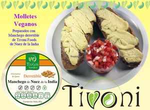 Vegan molletes made with meltable Tivoni Manchego, beans and bred with pico de gallo suce. at Tivoni Foods in Mexico City