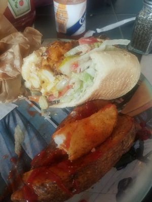 po'boy sandwhich and can Ju at Krimsey's Cajun Kitchen in North Hollywood