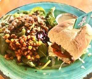 1/2 Veg Sausage Poboy w/ Palm Poboy salad at Krimsey's Cajun Kitchen in North Hollywood