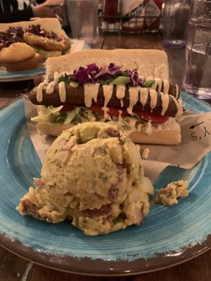 Veggie Sausage Po Boy with Fresh Dill Potato Salad  at Krimsey's Cajun Kitchen in North Hollywood
