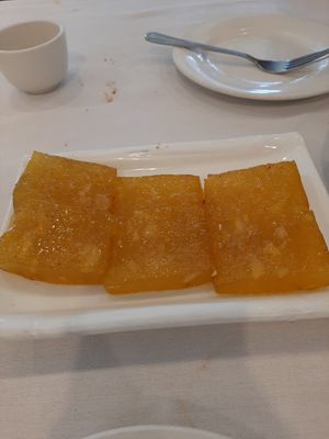 A water chestnut and ginger cake thing at Sun Bo Kong Vegetarian in Vancouver