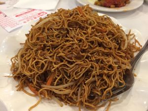 Soya sauce fried noodles at Sun Bo Kong Vegetarian in Vancouver