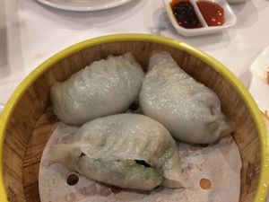 Spinach dumplings at Sun Bo Kong Vegetarian in Vancouver