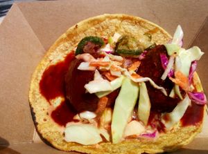 Texas BBQ falafel taco at Falacos - Food Truck in Houston