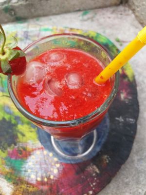 Our lemonade, made with strawberries, mint and lemons at Miau in Bucharest