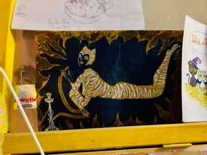 Artwork inside at Miau in Bucharest