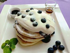 Blueberry pancakes  at Le Jardin du Petit Prince in Taichung