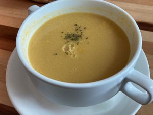 Pumpkin soup at Le Jardin du Petit Prince in Taichung