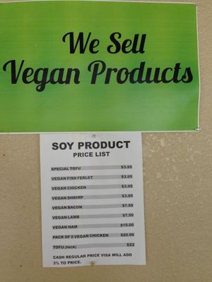 A few vegan items they sell in the restaurant.  at Loving Hut in Fresno