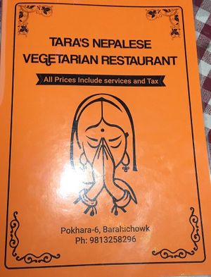 Menu cover  at Tara's Vegetarian Restaurant in Pokhara