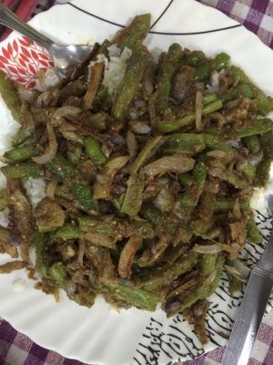 Vegan beans, coconut and rice. at Tara's Vegetarian Restaurant in Pokhara