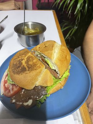 Torta de “salchicha” gratinada  at A Darle Que es Taco Vegano - Churubusco in Mexico City
