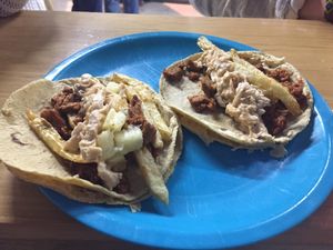 Pastor and Campecheno  at A Darle Que es Taco Vegano - Churubusco in Mexico City