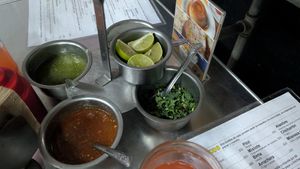 Condiments at A Darle Que es Taco Vegano - Churubusco in Mexico City