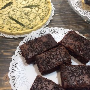 Brownies and Quiche at MoMo Veg Cafe  in Prague
