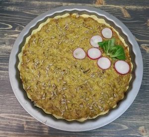 vegan cheese and onion quiche  at MoMo Veg Cafe  in Prague