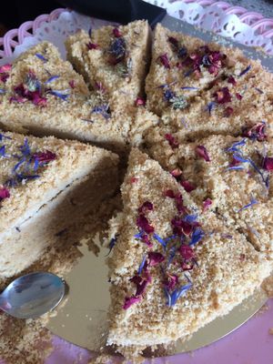 Last year, my mom ordered me a birthday cake from this cafe and it was really good - big chocolate cake with fruit on top, delicious and very good price! Since then, i visited this cafe many times and tasted many different cakes. This year i choose to order "honey" cake. Both, me and my mom expected that it would be a bit more expensive since it's hard to make this cake - small layers, cream, etc. But we didn't expect that ALL the cakes would be triple the price this year.  Also, this cake doesn't taste good at all. It is very dry - even the cream and it feels like you are eating a flour. It definitely is not "vegan" fault since i tried good vegan "honey" cake. Very disappointed.. at MoMo Veg Cafe  in Prague