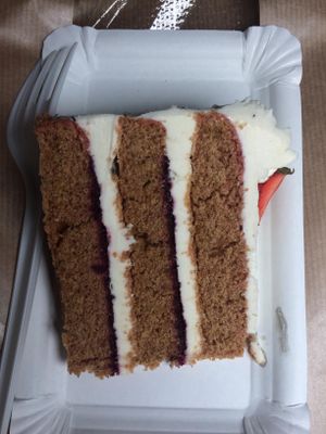 Vanilla cream cake, the cream is quite good but the dough is flavorless. at MoMo Veg Cafe  in Prague