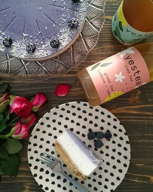 Bluberry "cheese"cake at MoMo Veg Cafe  in Prague