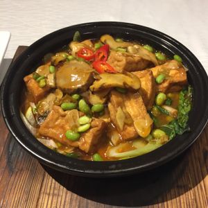 I can't remember exact name, but it was mushroom and tofu. had it with a bowl of rice. at WUJIE 大蔬无界 in Nanjing