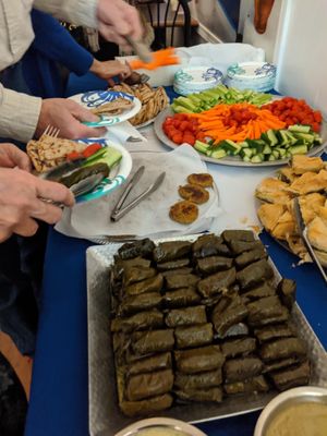Sample buffet at Blue Zone Project Certification opening. at Alexander's Greek Cuisine in Roseburg