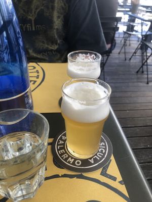 Local white basil beer!  at FUD in Palermo