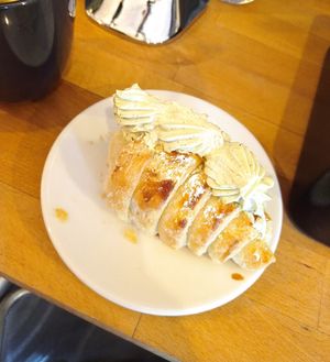 (half of) cornetto with pistachio cream at Bez Jaj in Poznan