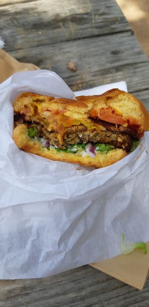 bac'n cheezeburger, yum at Arlo's Food Truck - Spider House Cafe in Austin