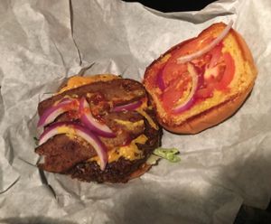 bacon cheeseburger  at Arlo's Food Truck - Spider House Cafe in Austin