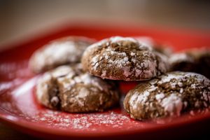 Whole wheat flour, the dark sweet taste of molasses, brown sugar and healthy amounts of ginger, cinnamon and clove combine to create amazing treats with a dusting of powdered sugar! at Fred and Ricky's Plant Delicious Foods - Westport in Maryland Heights
