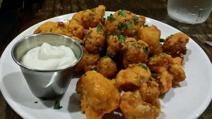 buffalo cauliflower bites with vegan ranch at Mozzarella Fellas in Winston-salem
