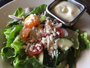 Side Salad with Vegan Cheese and Vegan Ranch at Mozzarella Fellas in Winston-salem