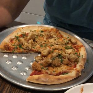 Vegan chicken parm pizza at Mozzarella Fellas in Winston-salem