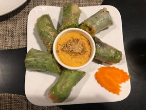 Fresh spring rolls  at Chamkar - National Rd in Siem Reap