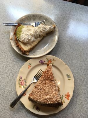 carrot cake and key lime pie  at St. Agnes Kafé in Gothenburg