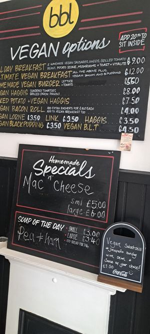 Vegan options on their menu at Breakfast Brunch and Lunch in Edinburgh