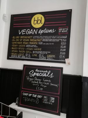 Vegan menu at Breakfast Brunch and Lunch in Edinburgh