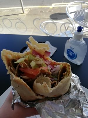Inside of vegan kebab at Breakfast Brunch and Lunch in Edinburgh