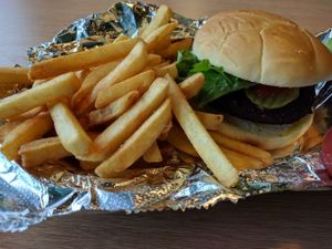 Sweet Potato Quinoa burger at Green Love Kitchen in Lithonia