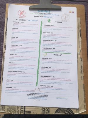 Breakfast menu (nov/2019) at La Tabla De Sitges in Sitges