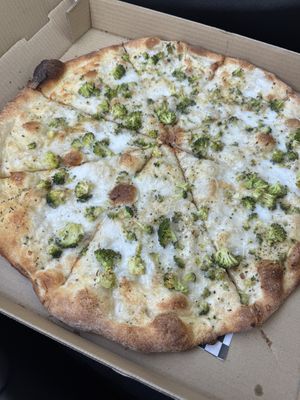Large white pizza with broccoli  at Mario's Pizza in Ocean City