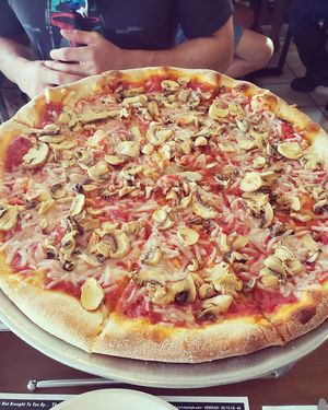 Awesome vegan mushroom pizza!!! at Mario's Pizza in Ocean City