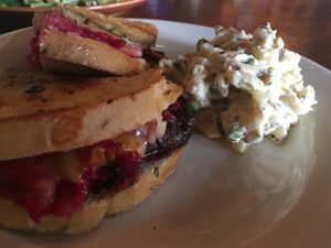Smoked portabello Rueben
 at Of Roots and Blooms - Pop-up in Portland